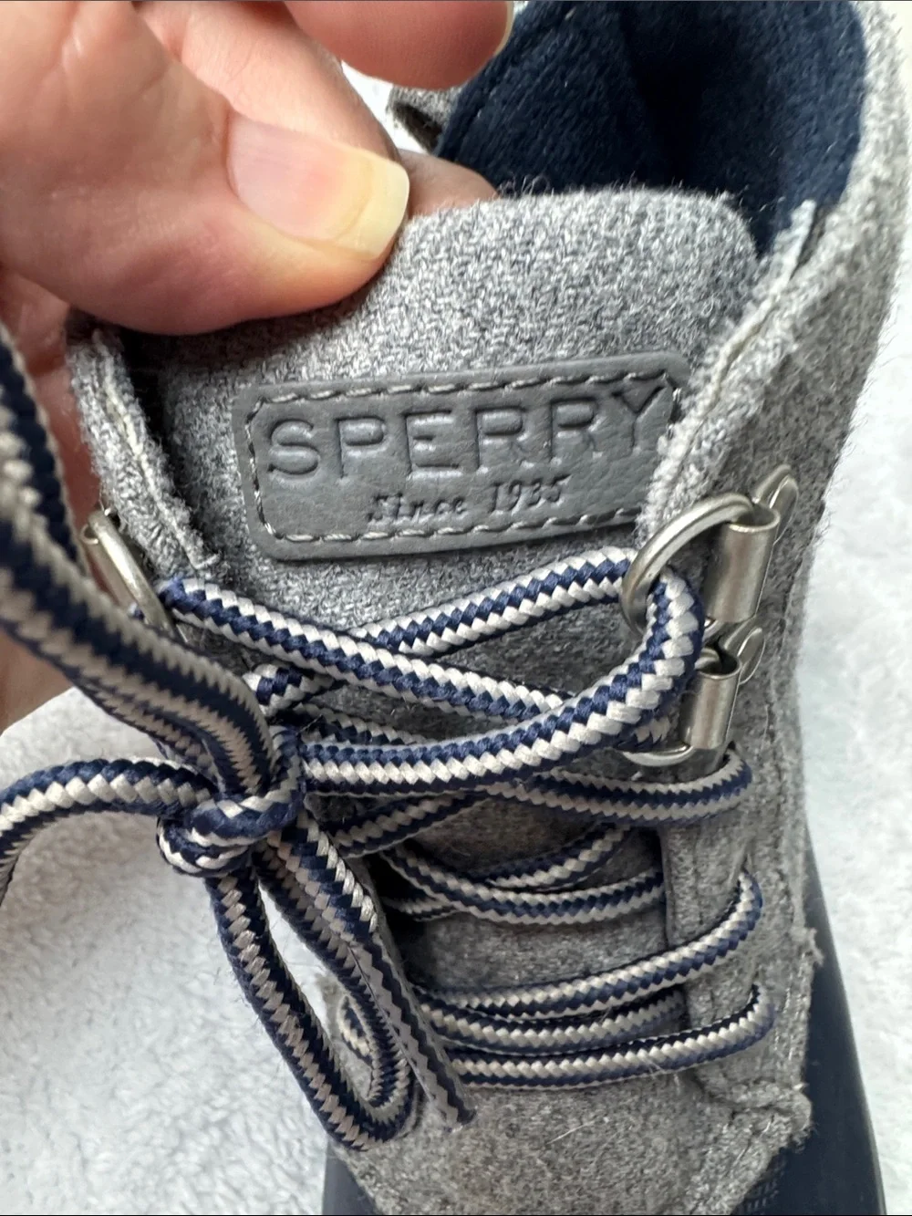 Sperry Kids Navy Rubber & Gray Wool-Look Duck Boots
